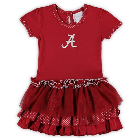 Toddler Two Feet Ahead  Crimson Alabama Crimson Tide Pink Dot Tutu Dress