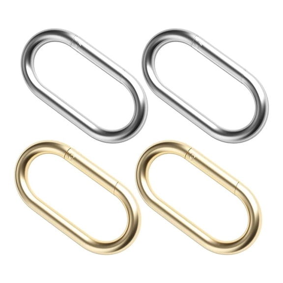 Januofit  4Pcs Gold KeyChain Clip & Spring O Ring - Purse & Carabiner Clip for Keys, Bag, Handbag, Crafts - 1.97"x0.98" - Gold & Silver