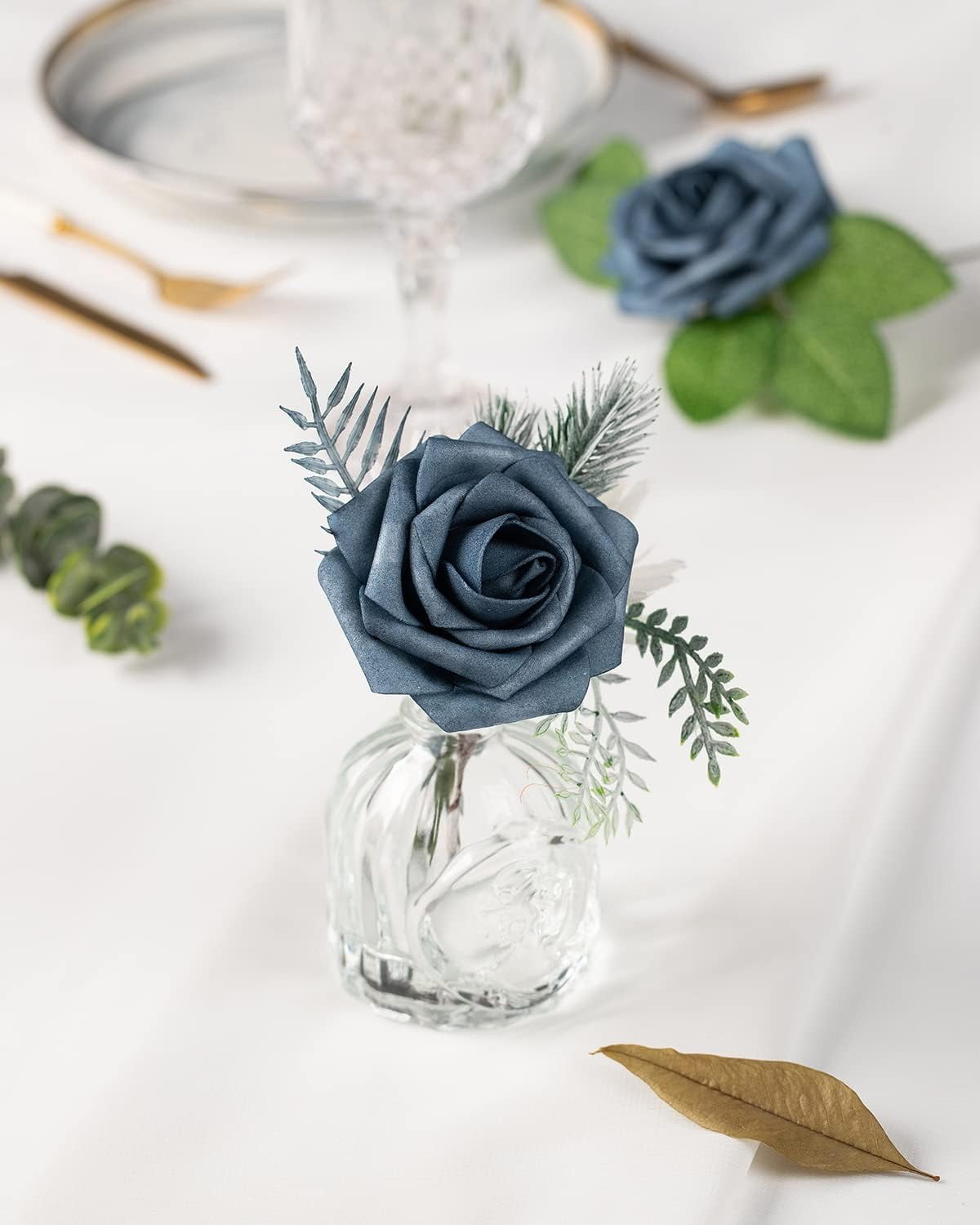 25Pcs Artificial Roses Flowers Fake Roses with Stems Real Touch Foam Flowers for DIY Wedding Bouquet Baby Shower Centerpiece Floral Arrangement Party Home Decor(Black)
