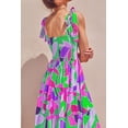 thumbnail image 5 of Women's Floral Allover Print Tie Shoulder Smocked Midi Dress Vacation Lightweight A Line Hem Sleeveless 100% Polyester, 5 of 6