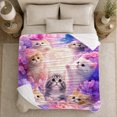 thumbnail image 5 of Adorable Kittens Watercolor Peonies Dreamy Pastel, Cozy Pet Portrait Pattern, Warm Flannel Blanket for Living Room and Bedroom, Cat Lovers Valentine's Day Gift, Pet Lover Home Decor, 5 of 9