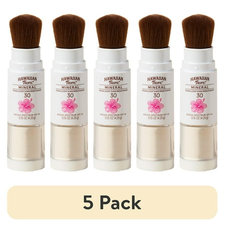 (5 pack) Hawaiian Tropic Mineral Powder Sunscreen Brush SPF 30, 0.15oz