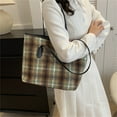 thumbnail image 5 of FENOHREFE Retro Plaided Bucket Bag Casual Women Shoulder Bag Handbag Big Capacity Top Handles Shoulder Bag for Shopping Travel, 5 of 8