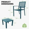 thumbnail image 3 of Twister.CK 3-Piece Outdoor Bistro Set, Metal Table and Stackable Chairs Set, Weather-Resistant Iron Patio Furniture, for Patio, Balcony, Porch, Blue, 3 of 8