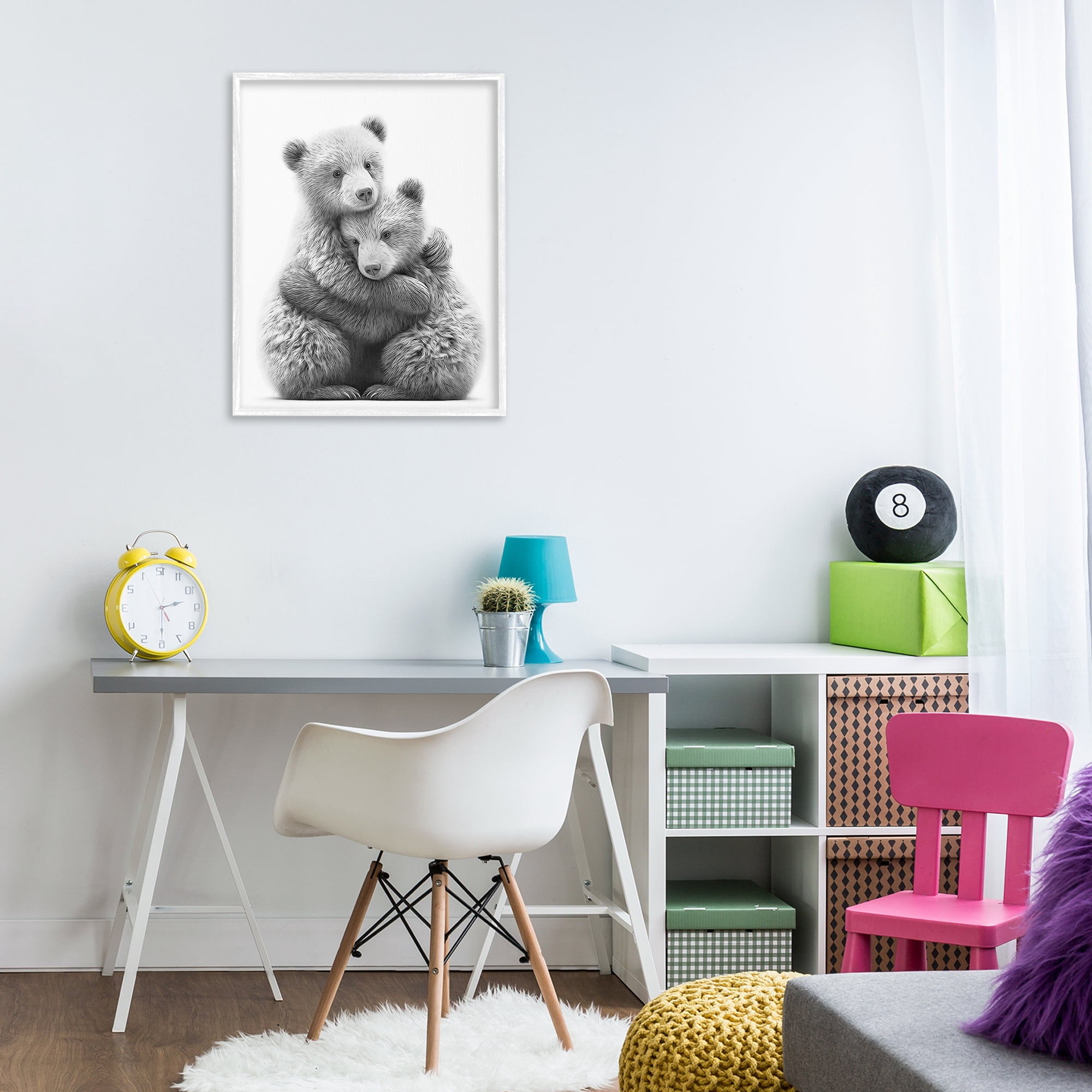 Stupell Industries Two Hugging Bears Animals & Insects Painting White Framed Art Print Wall Art, 24 x 30