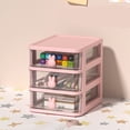 thumbnail image 1 of Caja de almacenamiento de Escritorio Bling Bling Rosa 3 niveles de plástico transparente, 1 of 5