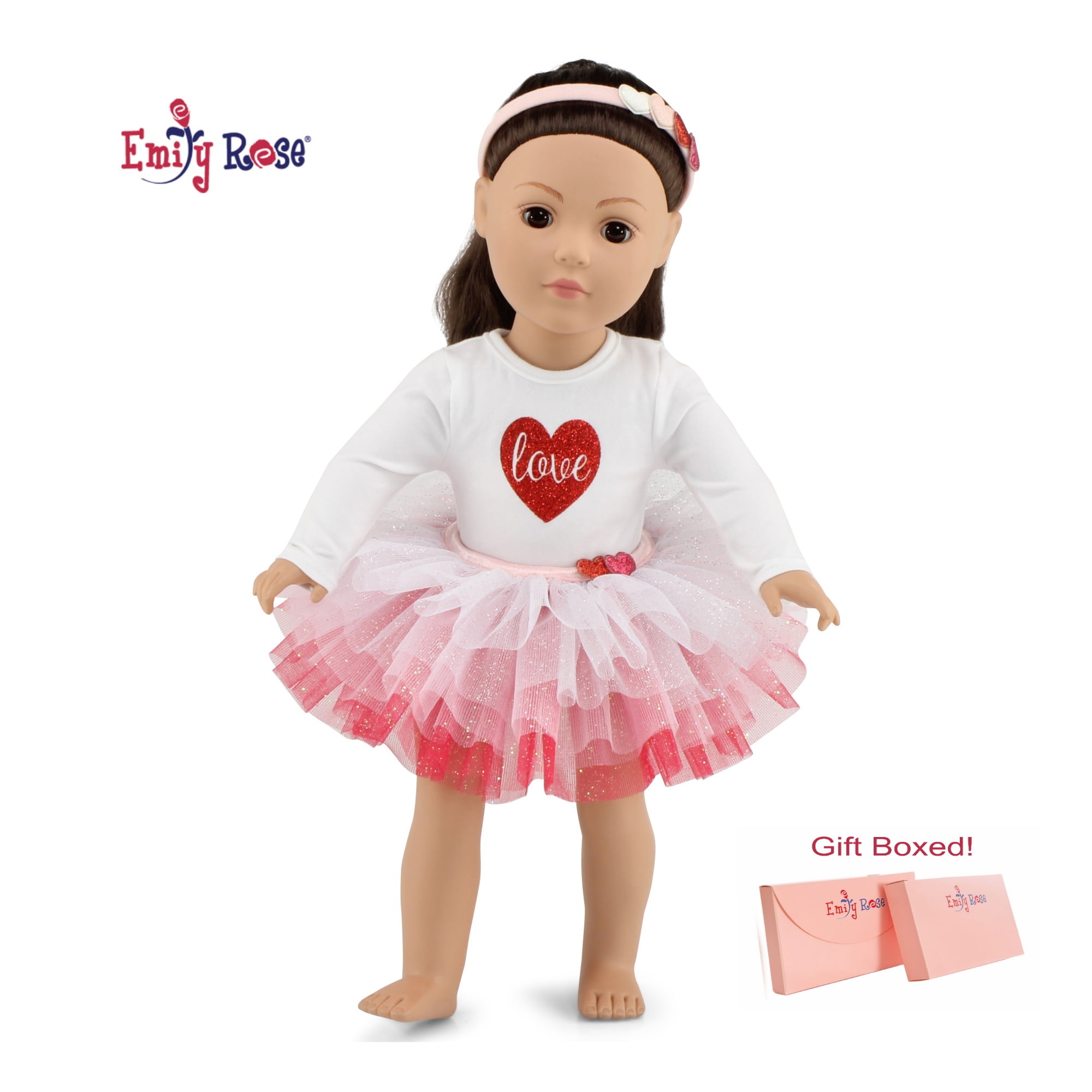 Pink Heart Love Peace Long Sleeve Tee Shirt fits 18" American Girl Size Doll