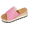 thumbnail image 6 of Platform Sandals for Women Chunky Wedge Espadrilles Lug Sole Non Slip Heels Comfortable Summer Walking Beach Shoes Pink Size 6.5, 6 of 6