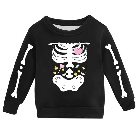 Hiijoy Boy's Halloween Graphic Sweatshirt Crewneck Long Sleeve Pullover, Black, Sizes 2-14