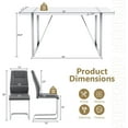 thumbnail image 4 of JUFU 7-Piece 55'' White Dining Set with Grey PU Chairs and Silver Metal Frame, 4 of 10
