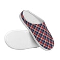 thumbnail image 3 of Lsque Red Blue Checked Pattern Womens Comfort Cotton on Scuff With Memory Foam and Anti-skid Sole Slipper-44/45, 3 of 7