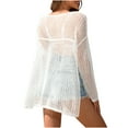 thumbnail image 7 of YI YI Women's Crochet Cover Up Cutout Drop Shoulder Long Sleeves Pullover Beachwear Bathing Suit 2024 M White, 7 of 7