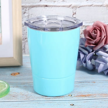 8oz Compact Stainless Steel Coffee Cup Portable Water Cup Mug with Lid for Home Travel CampingLight Blue