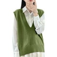 thumbnail image 2 of JIAYUE Vest for Women Sleeveless V Neck Open Front Knit Cardigan Solid Color For Ladies Casual Layering Wear, 2 of 3
