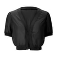 thumbnail image 5 of JGGSPWM Women Shrug Soft Chiffon Open Front Sheer Half Sleeve Cardigan for Evening Dress Black S, 5 of 7