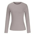 thumbnail image 5 of Womens Tops Basic Tops for Woman Casual Solid Color Shirts Long Sleeve T Shirts Trendy Crewneck Tees Blouses Basic Outfits Shirts for Women, 5 of 6