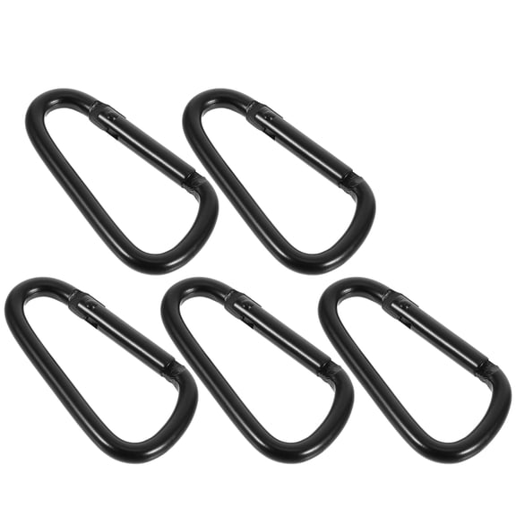 STOBOK Key Carabiner D Shaped Metal Carabiner Keychain Black 5Pack Back to School