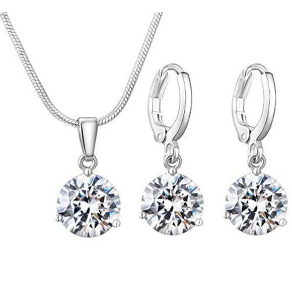 Youkk Femmes Filles Géométrique Cristal Zircon Collier boucles d'oreilles en alliage Pierced Drop Pendant Accessoires Décor