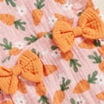 thumbnail image 6 of Okbabeha Baby Girls Rompers Easter Clothes Carrot Print Fly Sleeve Infant Bodysuits Jumpsuits with Headband, 6 of 7