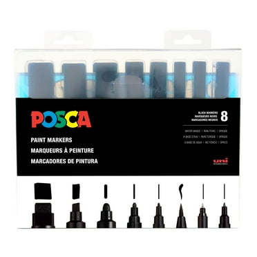 POSCA 8-Piece Paint Marker Set, Black