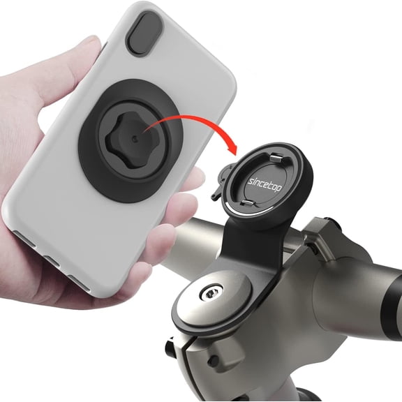 SinceTop C-Series Bike Stem Phone Mount, Aluminum Quick-Release Cell Phone Holder with Universal Adapter, Black