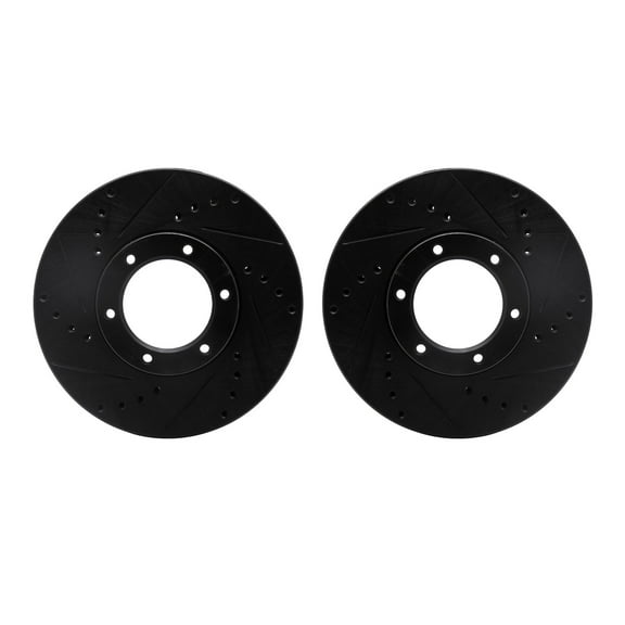 Dynamic Friction Company Front Brake Rotors-Drilled and Slotted-Black 8002-76078