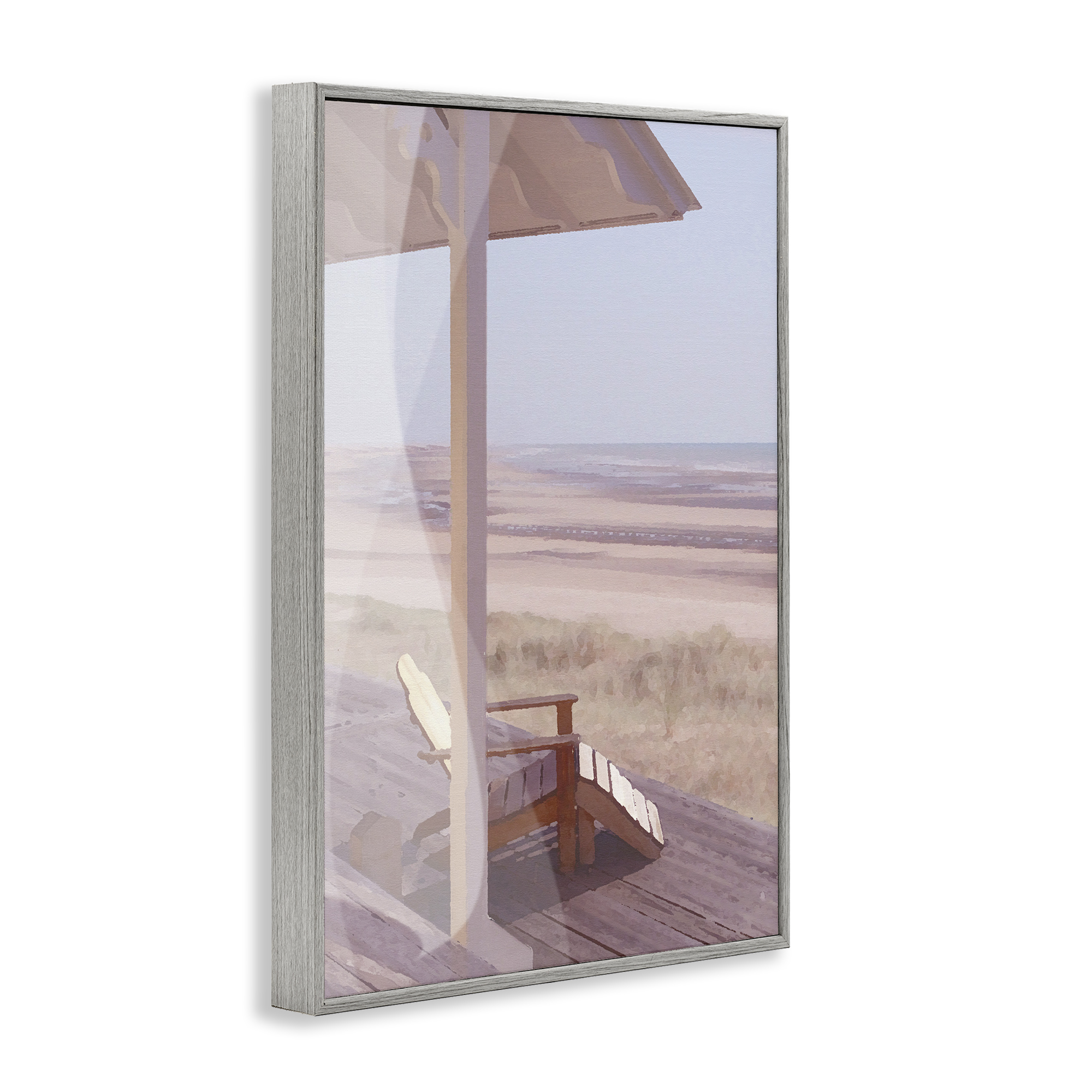 Stupell Industries Hamptons Beach House Landscape Painting Gray Framed Art Print Wall Art, 12 x 18