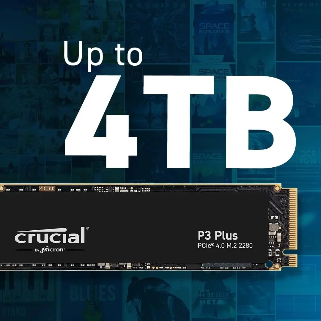 Crucial P3 Plus Internal SSD Drive, PCIe Gen4, M.2 2280, 500GB/1TB