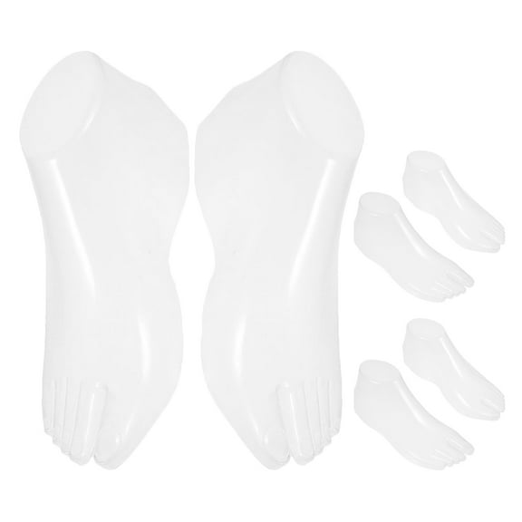 KAKOWELY Hollow Design Foot Mannequin Set Transparent White 3 Pairs 9.04X3.34X3.14in