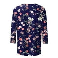 thumbnail image 5 of Spring Tops for Women Homenesgenics Clothes under $5.00 Women's Fashion Printed T-shirt 3/4 Sleeves Blouse Round Neck Casual Tops(Blue,XXXL), 5 of 5