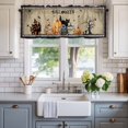 thumbnail image 2 of Halloween Pumpkins Farmhouse Short Window Curtain Valances, Horror Black Cat Spooky Bat Rod Pocket Kitchen Valances for Living Room Bedroom Bathroom Cafe 42" x 18", 2 of 8