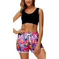 thumbnail image 3 of Women 4th of July Board Shorts Hawaiian Tropical Print Beach Swim Shorts with Pockets, 3 of 10