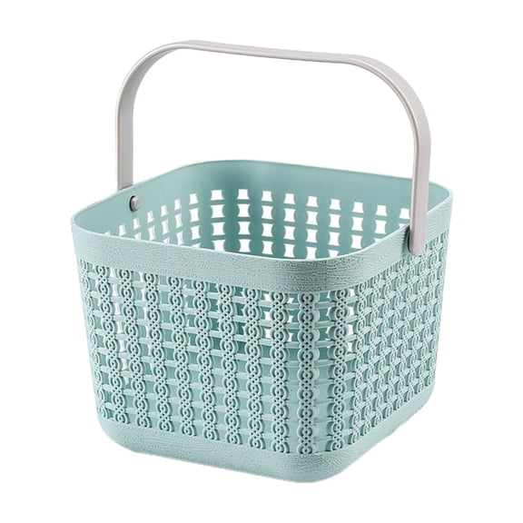 Oioii 7.87x7.48x5.71in Plastic Storage Basket with Handle Portable Shower Caddy Tote Organizer Basket Bin for Bathroom Kitchen Dorm Room Bedroom,Light Blue