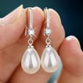 thumbnail image 2 of Exquisitos pendientes de gota de perlas de imitación de agua de Color plateado para mujer pendientes de perlas de imitación redondas de color rojo verde brillante Tan Jianjun unisex, 2 of 2