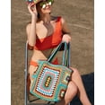 thumbnail image 4 of Zhengup Knitted Shouder Bags for Women Crochet Handbag Colorful Summer Totes Oversized Woven Top Handle Purse, 4 of 7