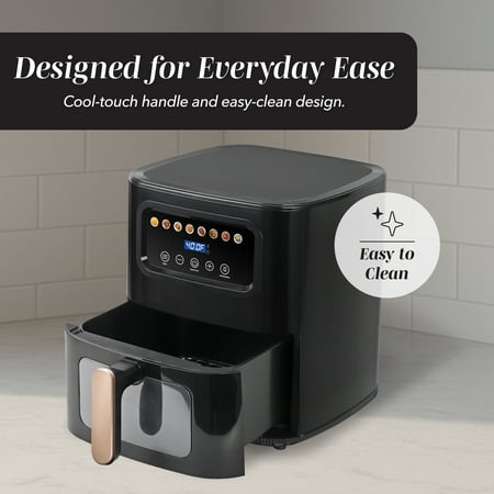Cook With Color Digital Air Fryer, 5.2Qt Basket, 1400W, 8 Presets, Black