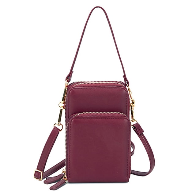 Bolso bandolera pequeño con cremallera para teléfono móvil, minibolso de hombro, billetera para teléfono inteligente con tarjeta de crédito Solts