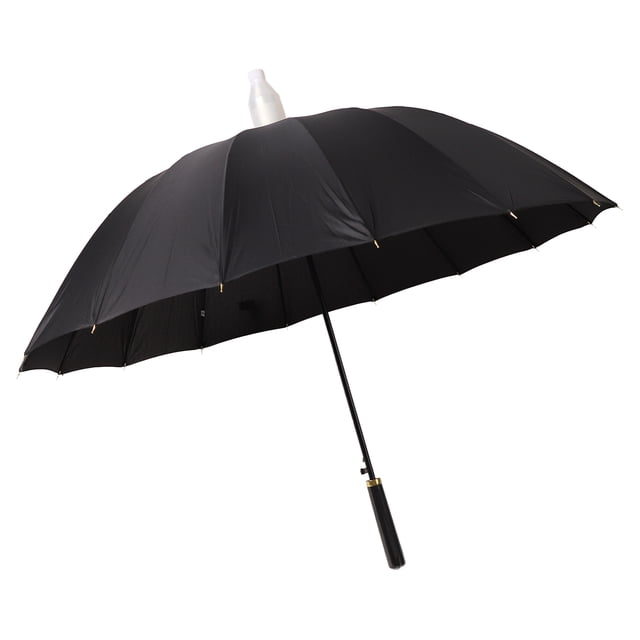 Paraguas grande automático abierto con 16 varillas, resistente al agua, con funda, mango largo y recto, para hombres y mujeres, para exteriores, color negro