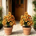 thumbnail image 2 of Doghiosgha 1 Pc 17.7 Inch Artificial Pansy Flower Stake Faux Outdoor Plants Pick for Garden Patio Yard Pathway Decor, Orange, 2 of 6