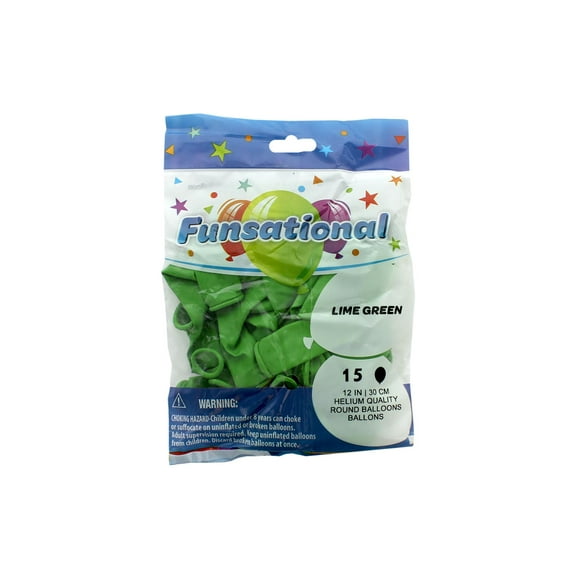 12 inch Funsational Lime Green Latex Balloons (15 Pack) - Party Supplies Decorations