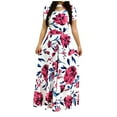 thumbnail image 2 of PENGXIANG Mode Femmes Manches Courtes Floral Boho Robe Longue Dames Robe Décontractée, 2 of 3