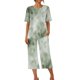 thumbnail image 5 of Pijamas de Verano para Mujeres, Suelto Impreso Manga Corta Superior Y Pantalones Recortados, Cuello Redondo Casual, 5 of 6