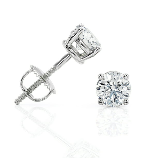 Beverly Hills Jewelers - 1/2 Carat Diamond Stud Earrings in 14k White ...