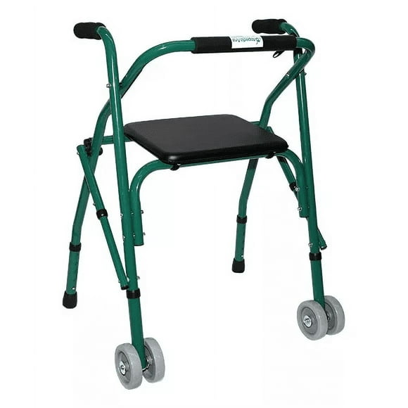Andadera Rollator Sencilla 2 Ruedas Plegable Magnimed Estructura de Acero Asiento de Vinil Soporta 110 Kg