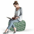 thumbnail image 2 of Exotic Pouf Cover with Zipper, Print of Vertically Scattered Palm Leaves Hawaiian Vibes, Soft Decorative Fabric Unstuffed Case, 30" W X 17.3" L, Laurel Green Fern Green, by Ambesonne, 2 of 5