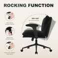 thumbnail image 5 of Cross Legged Office Chair with Wheels and Flip-Up Arms, Ergonomic Criss Cross Desk Chairs with Fabric Padded, Height Adjustable Wide Seat Swivel Chair for Home Office, Bedroom Vanity (Black), 5 of 9