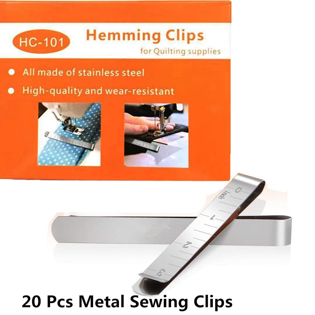 FOMIYES 20Pcs Stainless Steel Metal Sewing Clips with 3 Inches Measurement for Accurate Hemming and Quilting
