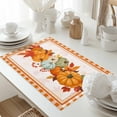 thumbnail image 5 of Happy Thanksgiving Placemats Set of 1 Fall Orange Pumpkins Plaid Wood Texture Heat Insulated Linen Place Mats, Washable Stain-Proof Table Mats for Dining Tables Holiday Decor 13x19inch, 5 of 9