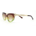 thumbnail image 3 of Luxury Chain Jewel Arm Squared Cat Eye Sleek Plastic Sunglasses Brown Green - Brown, 3 of 4