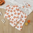 thumbnail image 7 of oqasdz Halloween Infant Baby Girl Outfits Long Sleeve Pumpkin Prints Rompers and Pants with Headband Hallowmas Outfits Set Size 6 M-12 M, 7 of 7